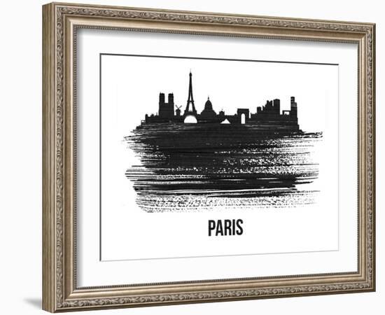 Paris Skyline Brush Stroke - Black II-NaxArt-Framed Art Print