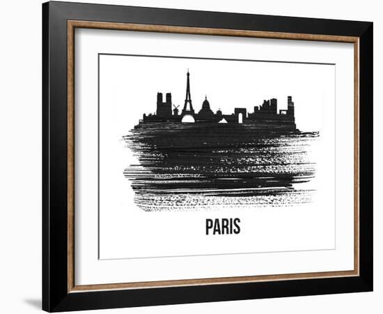 Paris Skyline Brush Stroke - Black II-NaxArt-Framed Art Print