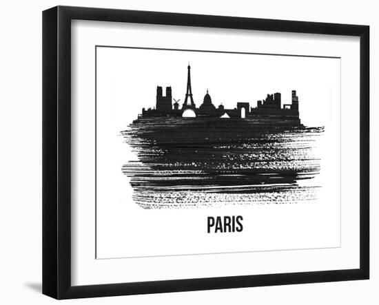 Paris Skyline Brush Stroke - Black II-NaxArt-Framed Art Print