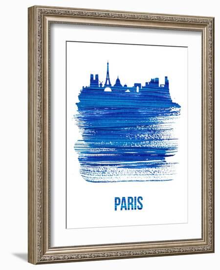 Paris Skyline Brush Stroke - Blue-NaxArt-Framed Art Print