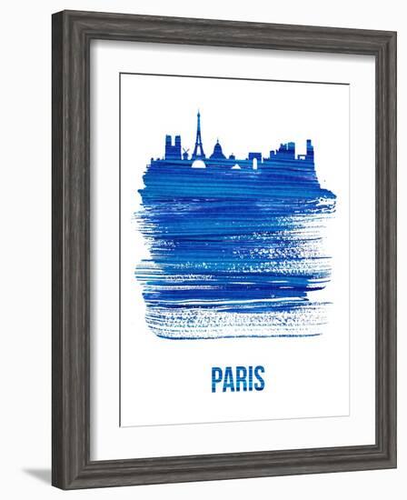 Paris Skyline Brush Stroke - Blue-NaxArt-Framed Art Print