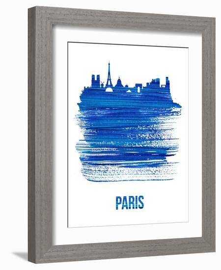 Paris Skyline Brush Stroke - Blue-NaxArt-Framed Art Print