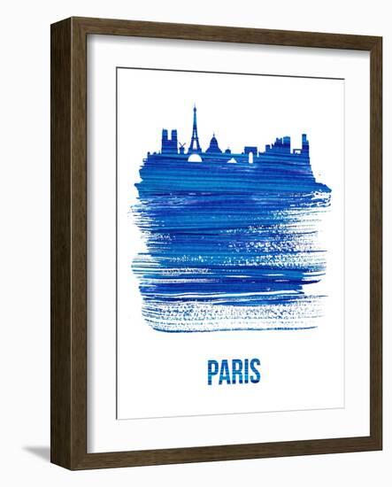 Paris Skyline Brush Stroke - Blue-NaxArt-Framed Art Print