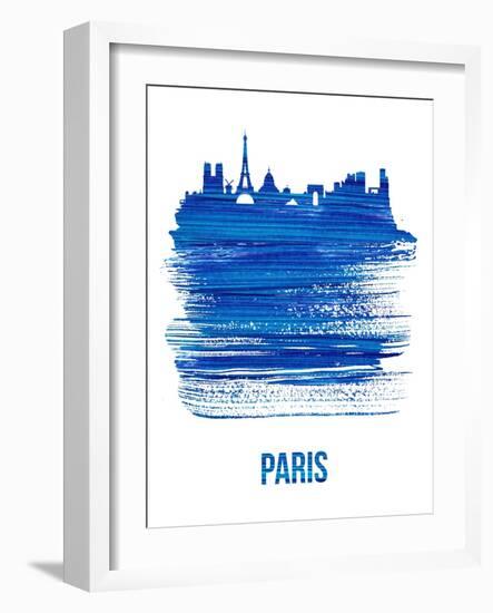 Paris Skyline Brush Stroke - Blue-NaxArt-Framed Art Print