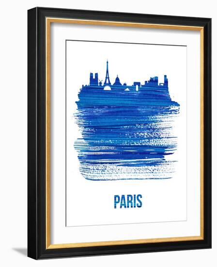 Paris Skyline Brush Stroke - Blue-NaxArt-Framed Art Print