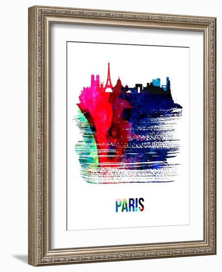 Paris Skyline Brush Stroke - Watercolor-NaxArt-Framed Art Print