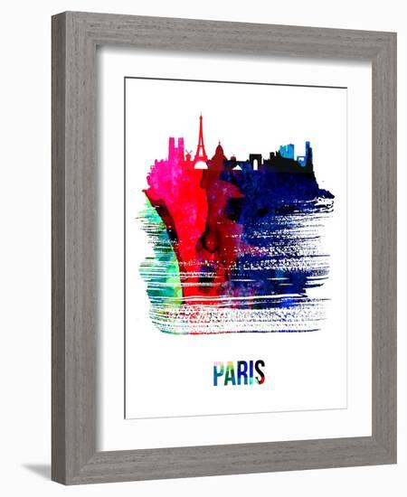 Paris Skyline Brush Stroke - Watercolor-NaxArt-Framed Art Print