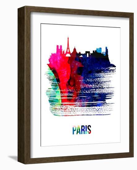 Paris Skyline Brush Stroke - Watercolor-NaxArt-Framed Art Print