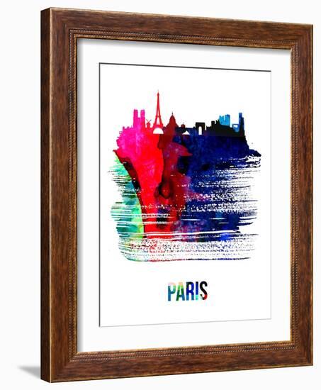 Paris Skyline Brush Stroke - Watercolor-NaxArt-Framed Art Print