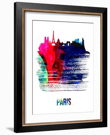 Paris Skyline Brush Stroke - Watercolor-NaxArt-Framed Art Print