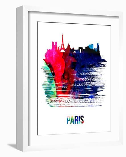 Paris Skyline Brush Stroke - Watercolor-NaxArt-Framed Art Print