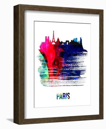 Paris Skyline Brush Stroke - Watercolor-NaxArt-Framed Art Print