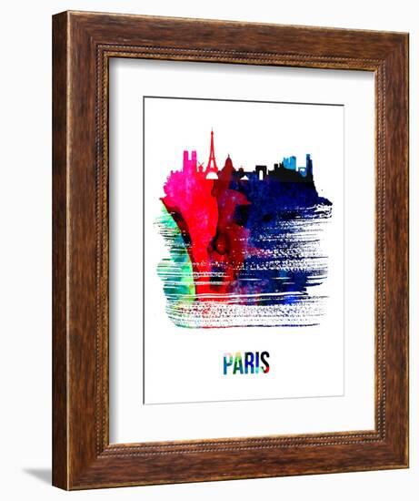 Paris Skyline Brush Stroke - Watercolor-NaxArt-Framed Art Print