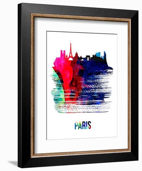 Paris Skyline Brush Stroke - Watercolor-NaxArt-Framed Art Print