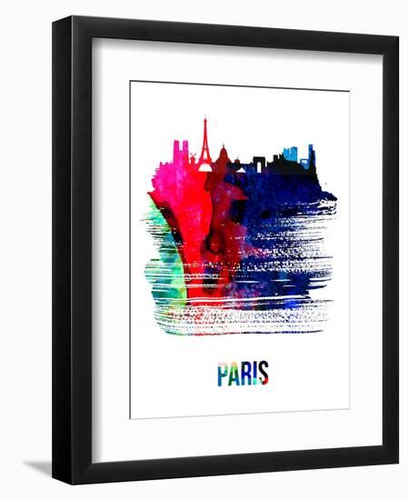 Paris Skyline Brush Stroke - Watercolor-NaxArt-Framed Art Print