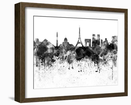 Paris Skyline in Black Watercolor-paulrommer-Framed Art Print