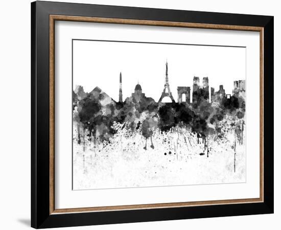 Paris Skyline in Black Watercolor-paulrommer-Framed Art Print