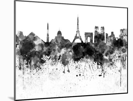 Paris Skyline in Black Watercolor-paulrommer-Mounted Art Print