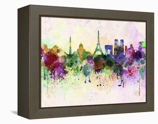 Paris Skyline in Watercolor Background-paulrommer-Framed Stretched Canvas