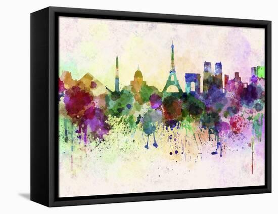 Paris Skyline in Watercolor Background-paulrommer-Framed Stretched Canvas