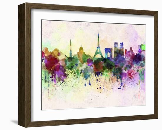 Paris Skyline in Watercolor Background-paulrommer-Framed Art Print