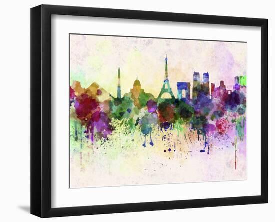 Paris Skyline in Watercolor Background-paulrommer-Framed Art Print