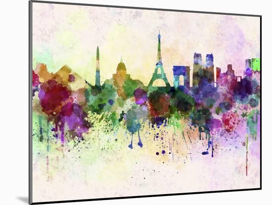 Paris Skyline in Watercolor Background-paulrommer-Mounted Art Print