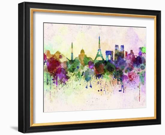 Paris Skyline in Watercolor Background-paulrommer-Framed Art Print