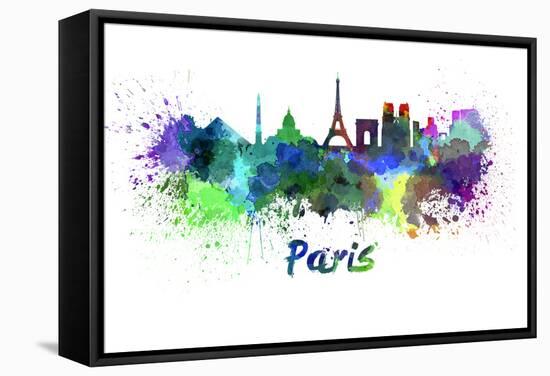 Paris Skyline in Watercolor-paulrommer-Framed Stretched Canvas