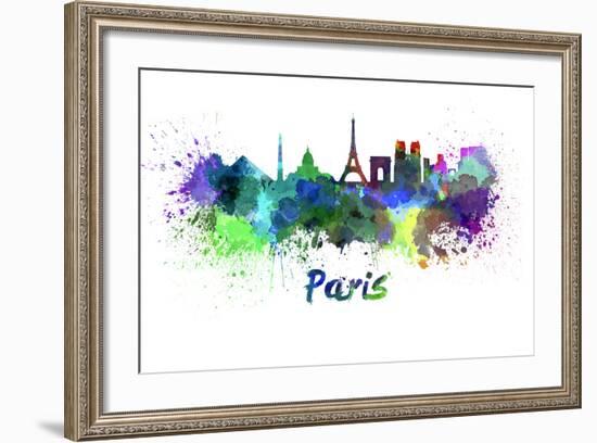 Paris Skyline in Watercolor-paulrommer-Framed Art Print