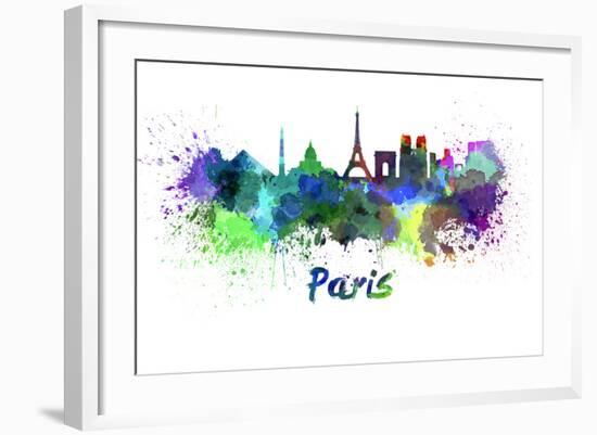 Paris Skyline in Watercolor-paulrommer-Framed Art Print