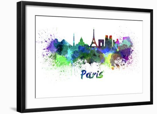 Paris Skyline in Watercolor-paulrommer-Framed Art Print