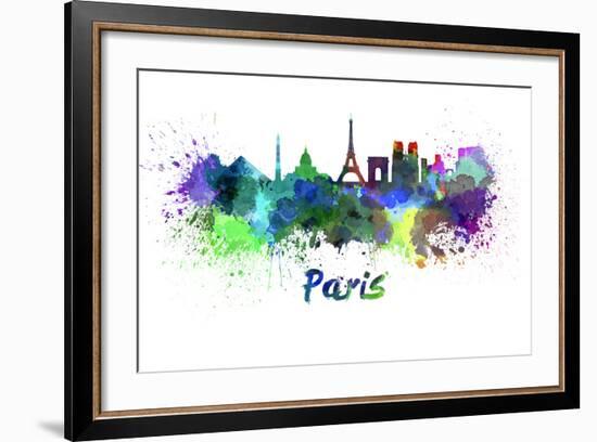 Paris Skyline in Watercolor-paulrommer-Framed Art Print