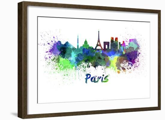 Paris Skyline in Watercolor-paulrommer-Framed Art Print