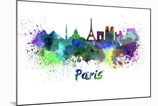 Paris Skyline in Watercolor-paulrommer-Mounted Art Print