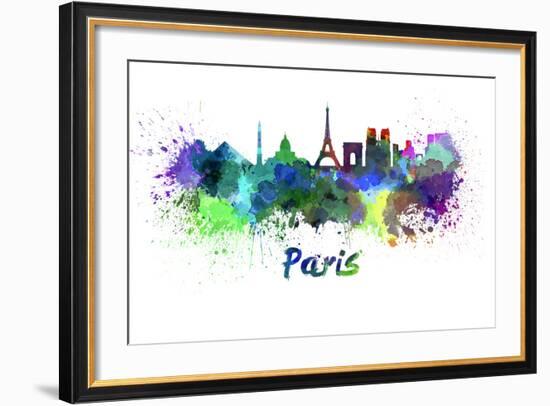 Paris Skyline in Watercolor-paulrommer-Framed Art Print