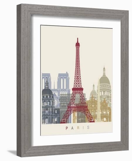 Paris Skyline Poster-paulrommer-Framed Art Print