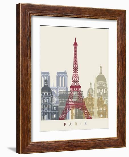 Paris Skyline Poster-paulrommer-Framed Art Print