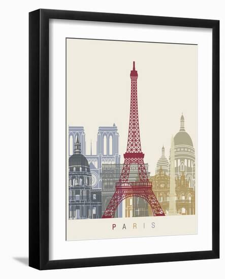 Paris Skyline Poster-paulrommer-Framed Art Print