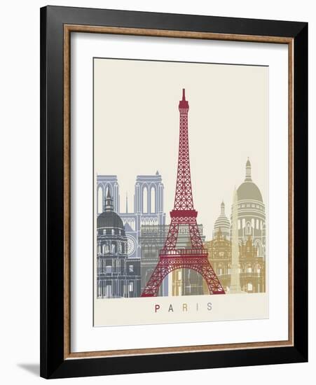 Paris Skyline Poster-paulrommer-Framed Art Print