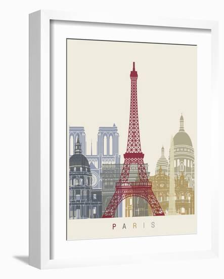 Paris Skyline Poster-paulrommer-Framed Art Print