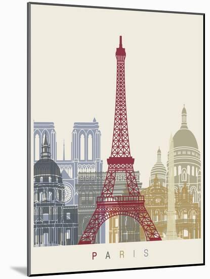 Paris Skyline Poster-paulrommer-Mounted Art Print