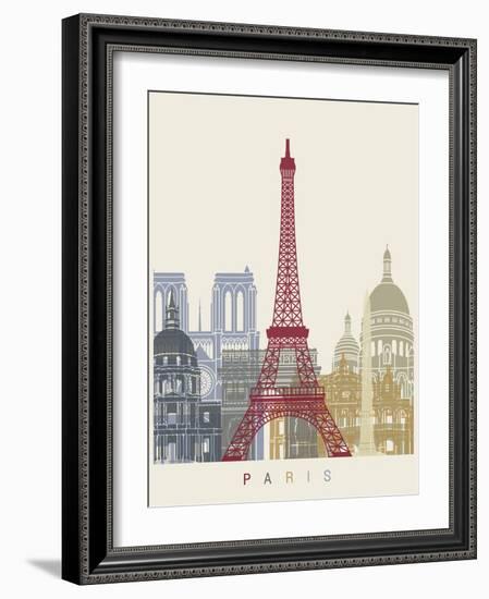 Paris Skyline Poster-paulrommer-Framed Art Print