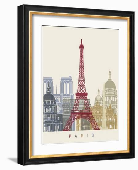 Paris Skyline Poster-paulrommer-Framed Art Print