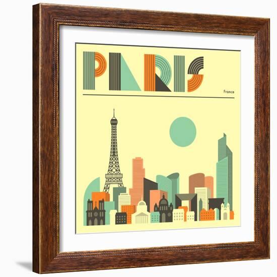 Paris Skyline-Jazzberry Blue-Framed Art Print