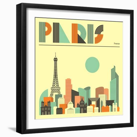 Paris Skyline-Jazzberry Blue-Framed Art Print