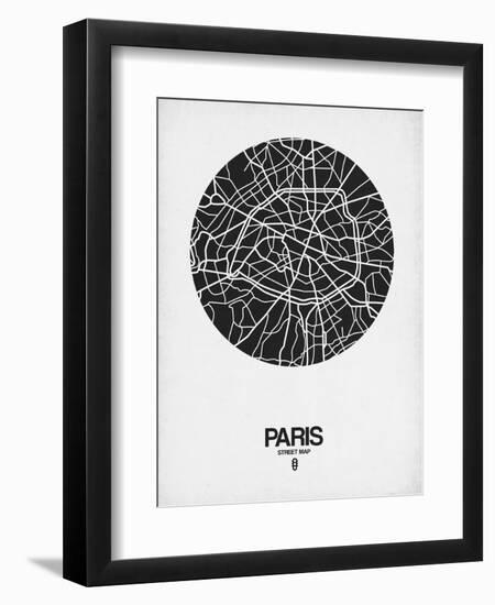 Paris Street Map Black on White-null-Framed Art Print