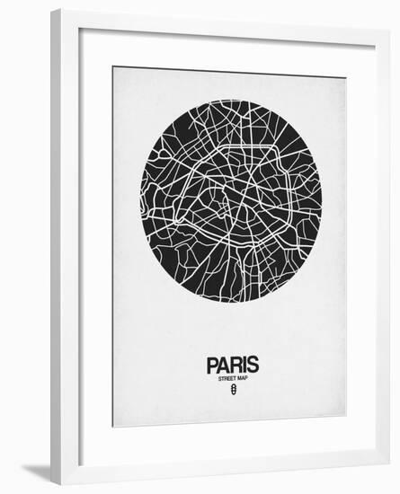 Paris Street Map Black on White-NaxArt-Framed Art Print