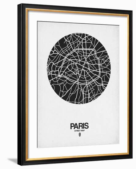 Paris Street Map Black on White-NaxArt-Framed Art Print