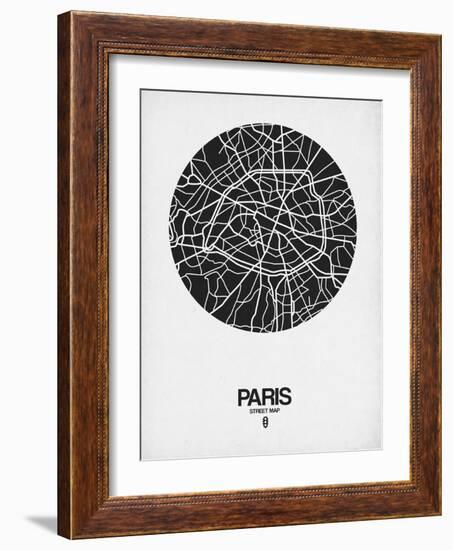 Paris Street Map Black on White-NaxArt-Framed Art Print